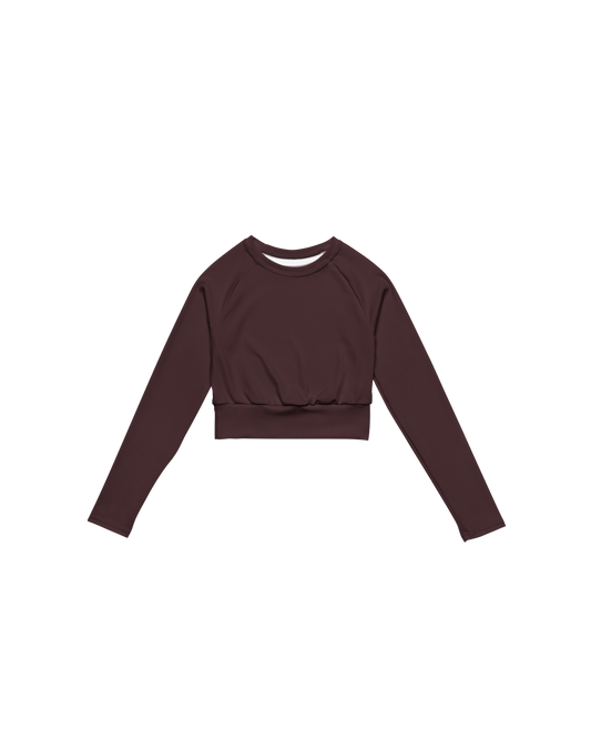 Cabernet Recycled Long Sleeve Top in warm red wine