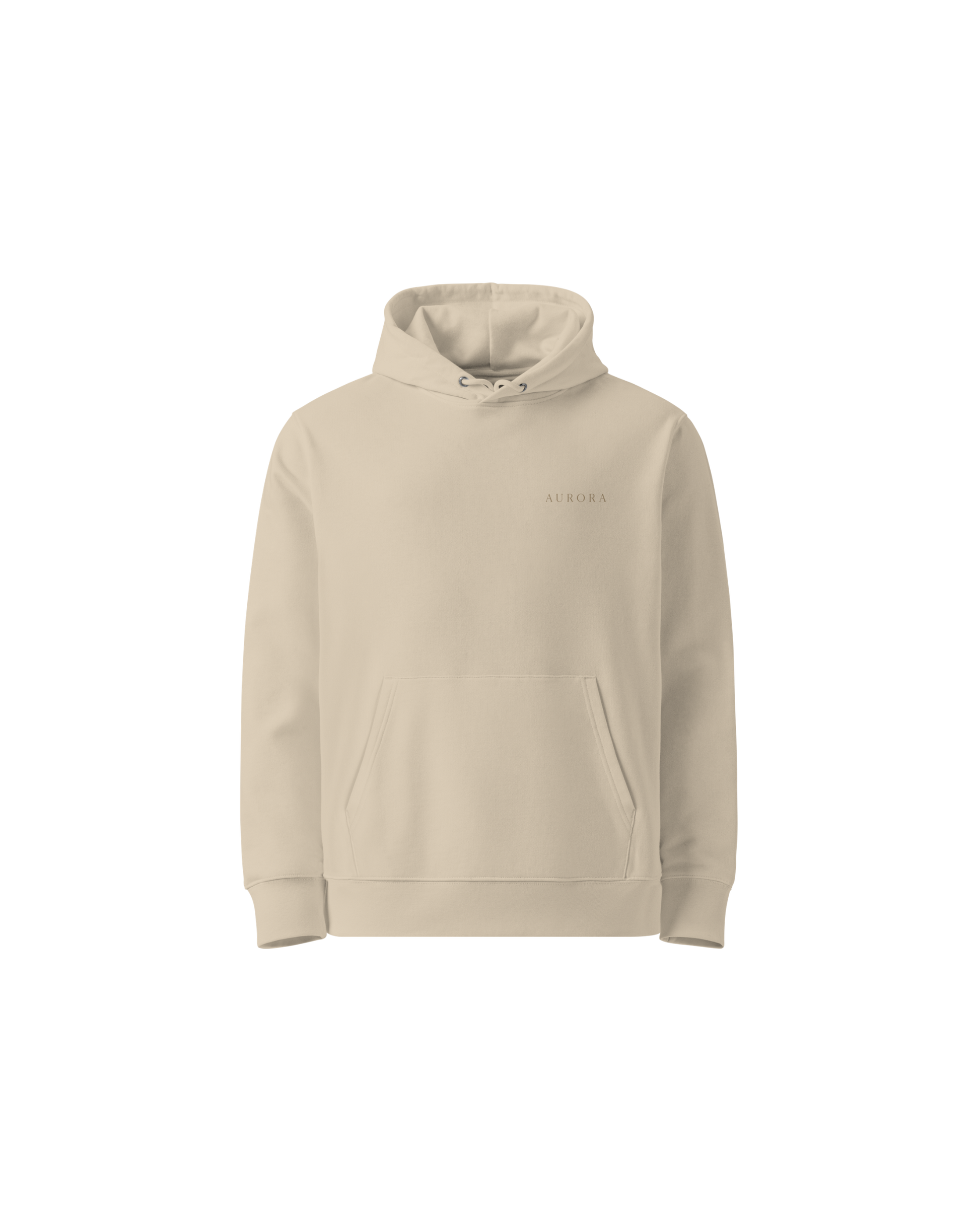 Calm Organic Hoodie in desert tone with Aurora chest detail