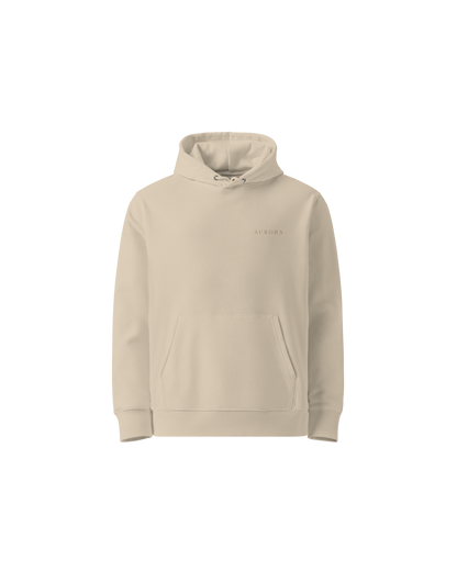 Calm Organic Hoodie in desert tone with Aurora chest detail