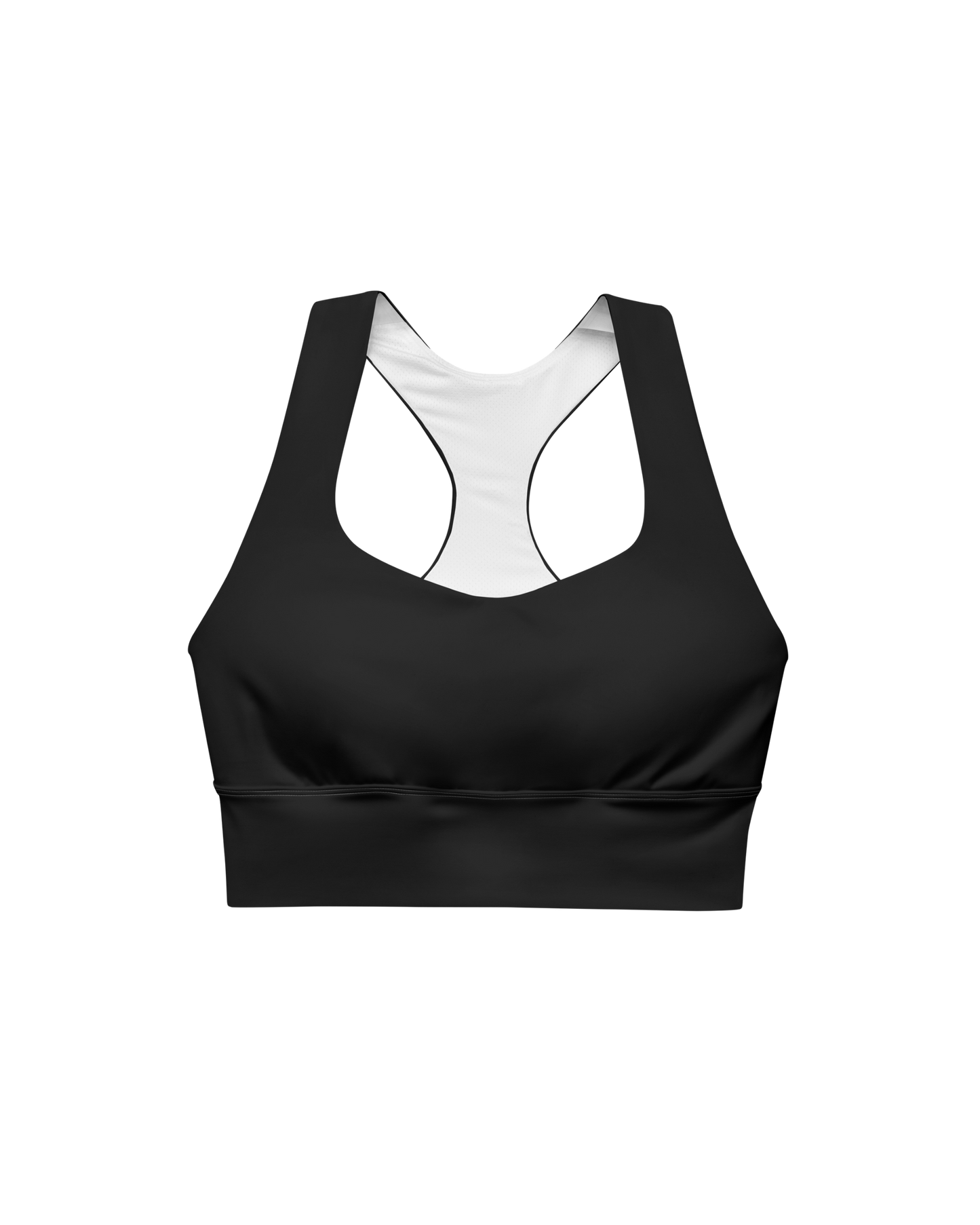 Calm Recycled Sport Top in black with brand back detail