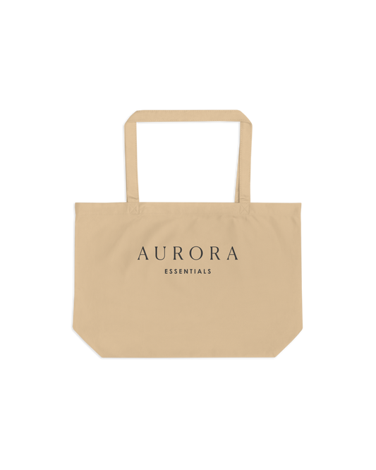 Carry Organic Cotton Shopper in oyster dark charcoal with Aurora Essentials front print