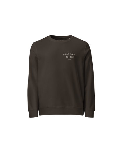 Come Back To You Blend Sweater in charcoal with Come Back To You chest print