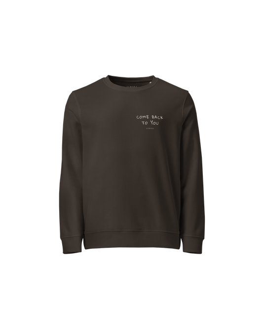 Come Back To You Blend Sweater in charcoal with Come Back To You chest print