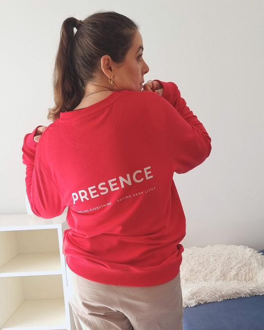 Come Back To You Blend Sweater in red with Come Back To You chest print