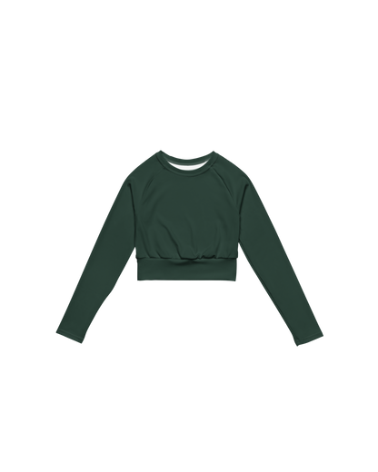 Deep Recycled Long Sleeve Top in forest green with brand back detail