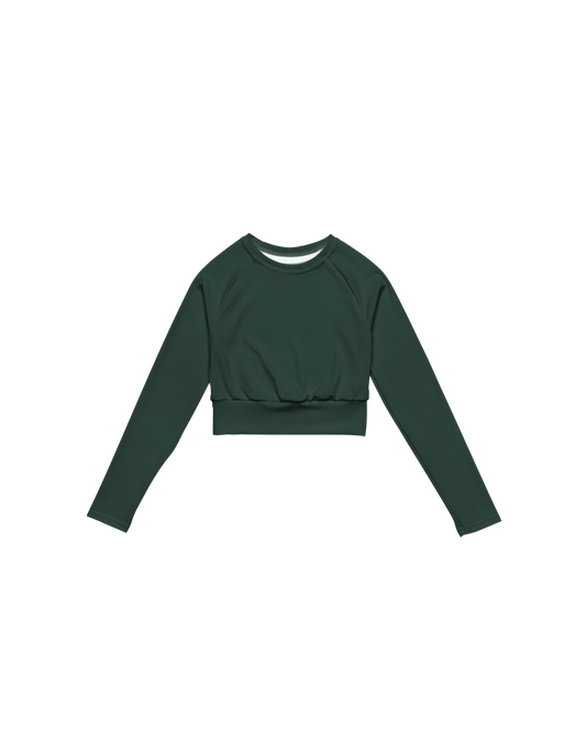 Deep Recycled Long Sleeve Top in forest green with brand back detail