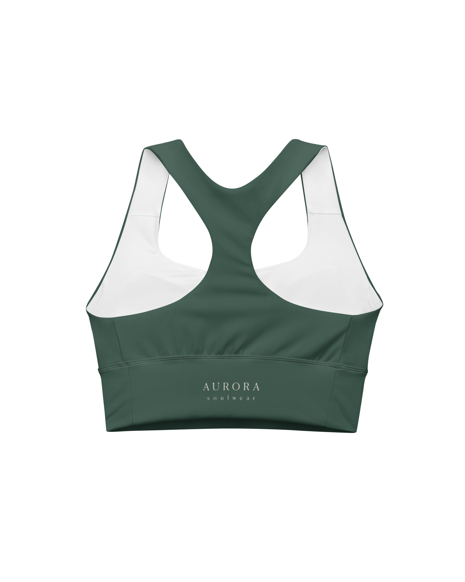 Deep Recycled Sport Top in forest green with brand back detail