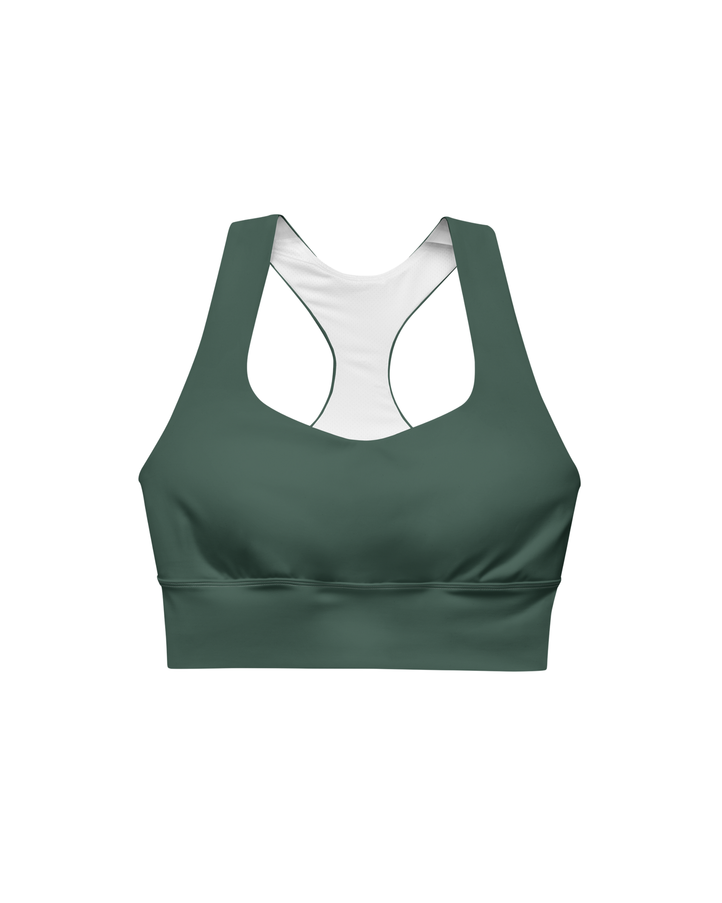 Deep Recycled Sport Top in forest green with brand back detail
