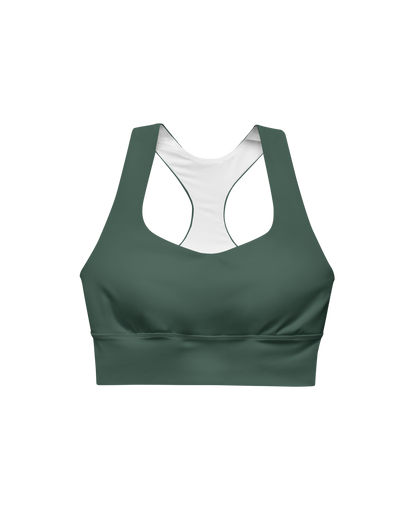 Deep Recycled Sport Top in forest green with brand back detail