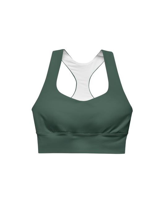 Deep Recycled Sport Top in forest green with brand back detail