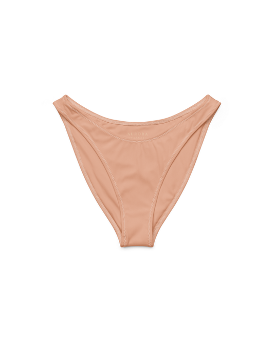 Duna Cove V-Cut High-Leg Bikini Bottom in warm sand tone