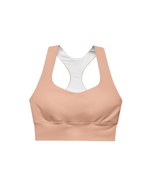 Duna Recycled Sport Top in warm peach tone with brand back detail
