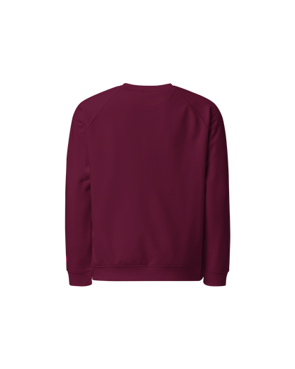 Ember Blend Sweater in burgundy and lipstick pink with Made To Feel embroidery and lipstick mark sleeve detail