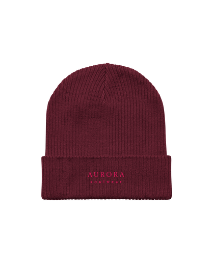 Ember Organic Beanie in burgundy