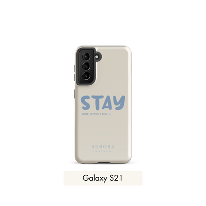 Stay Tough Case for Samsung in white with brand detail
