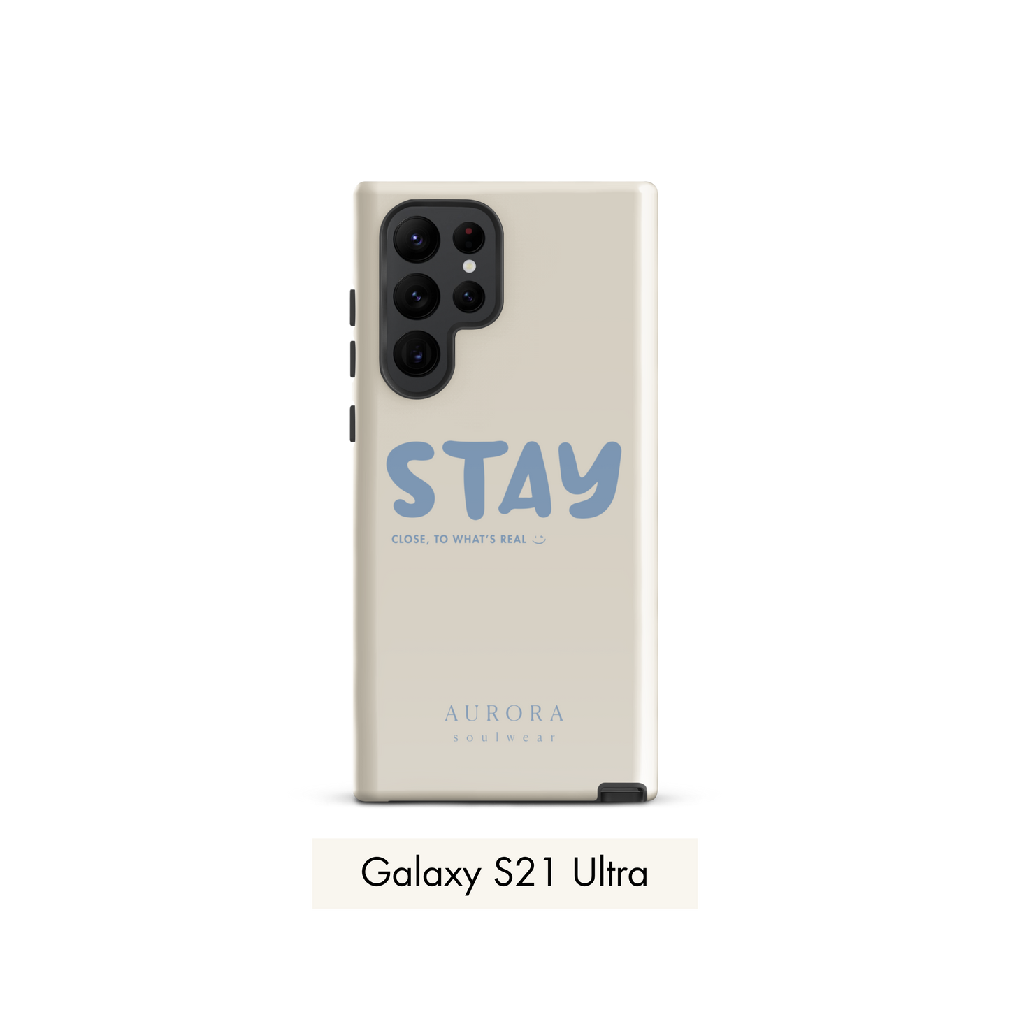 Stay Tough Case for Samsung in white with brand detail

