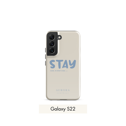 Stay Tough Case for Samsung in white with brand detail
