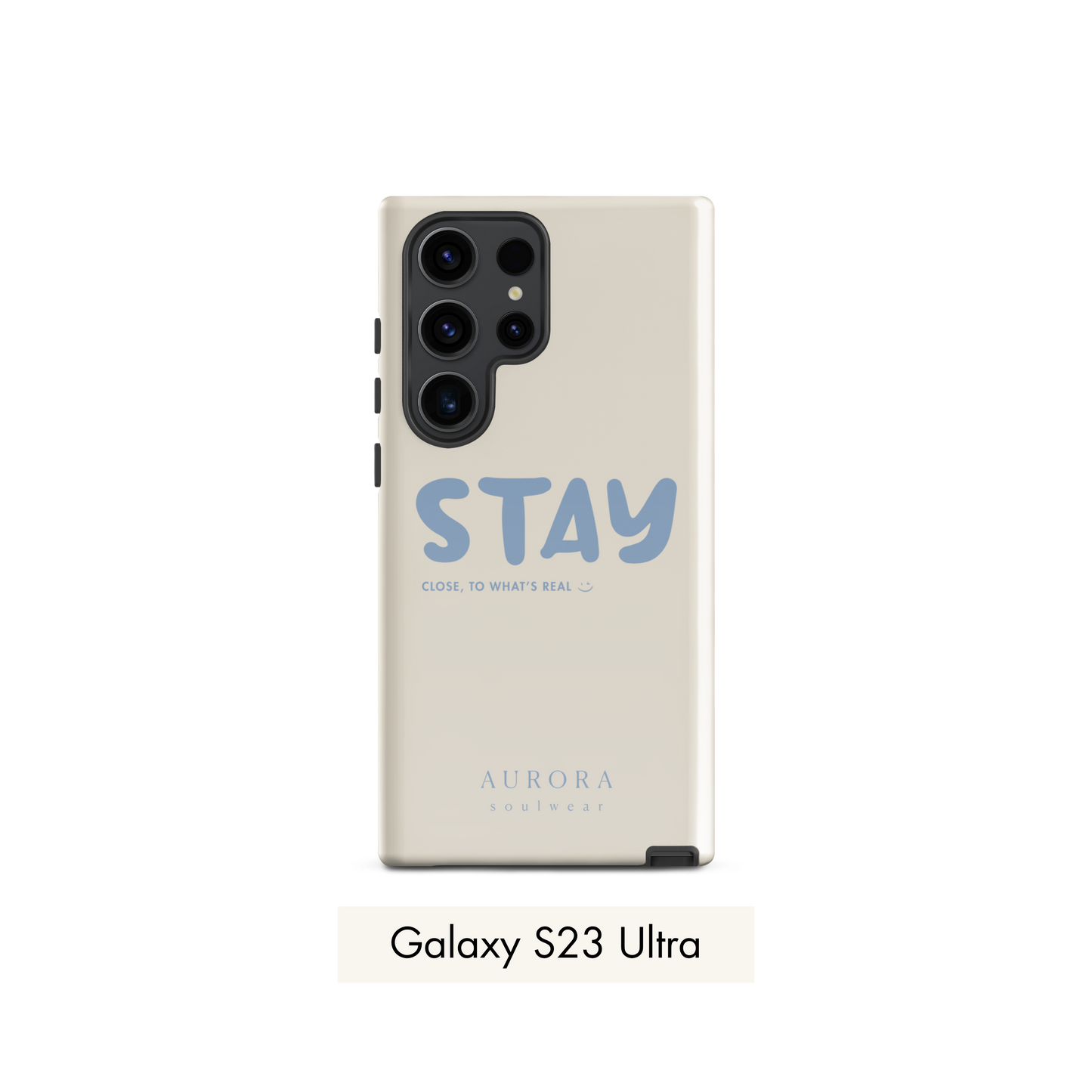 Stay Tough Case for Samsung in white with brand detail
