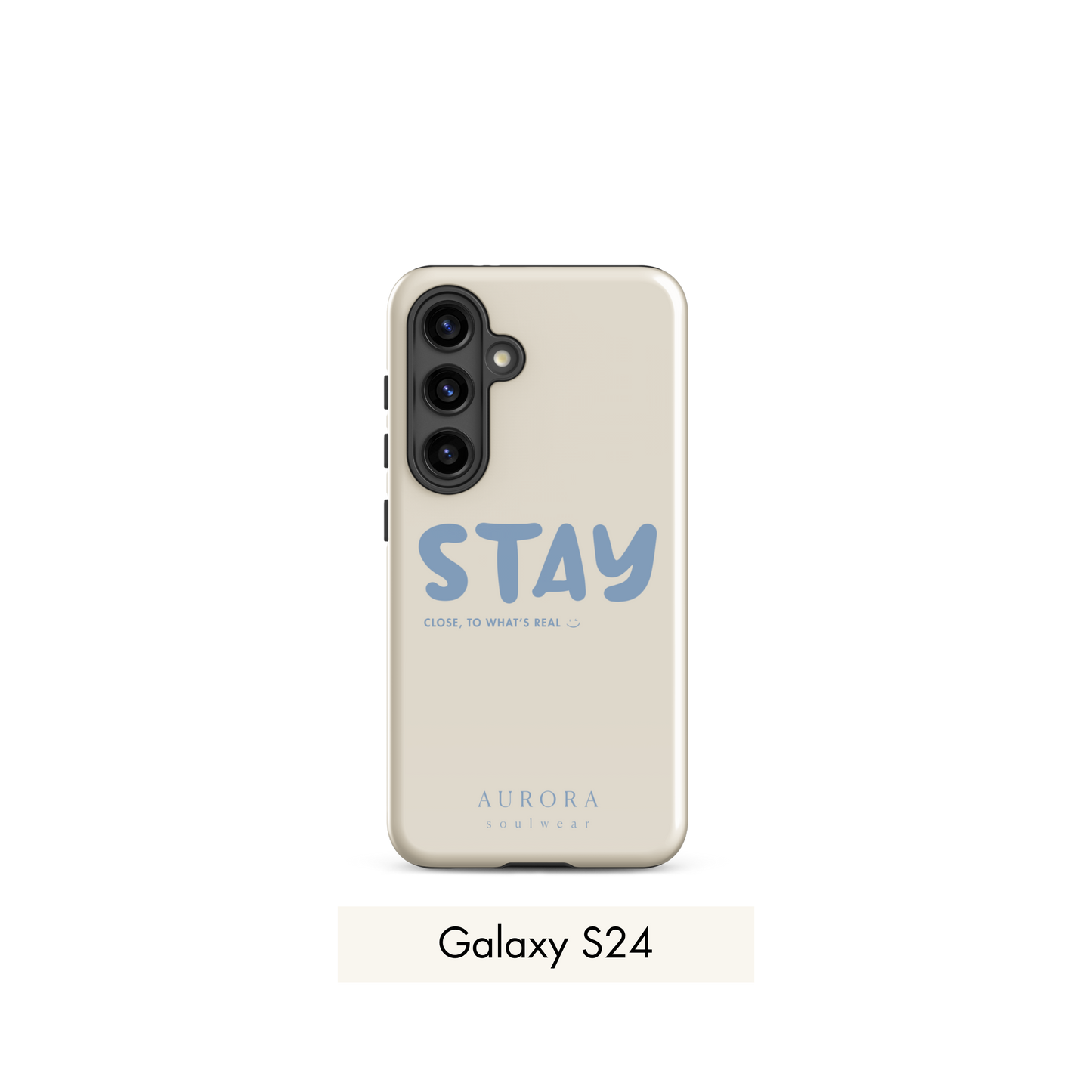 Stay Tough Case for Samsung in white with brand detail
