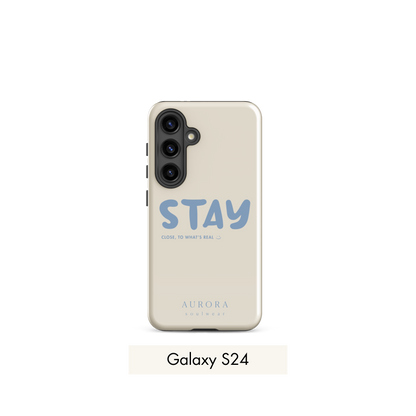 Stay Tough Case for Samsung in white with brand detail
