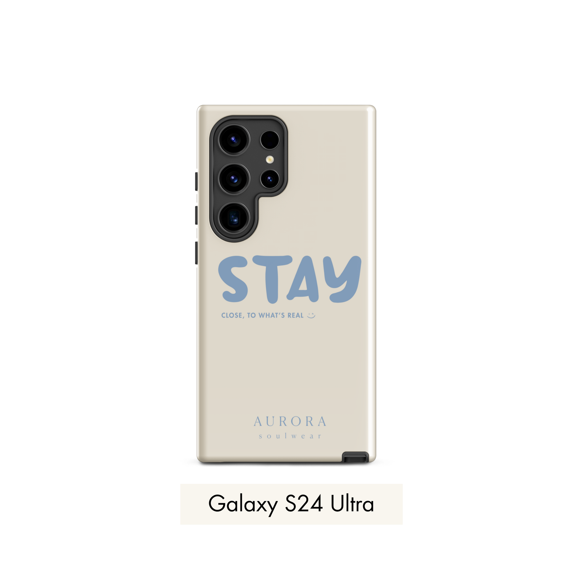 Stay Tough Case for Samsung in white with brand detail
