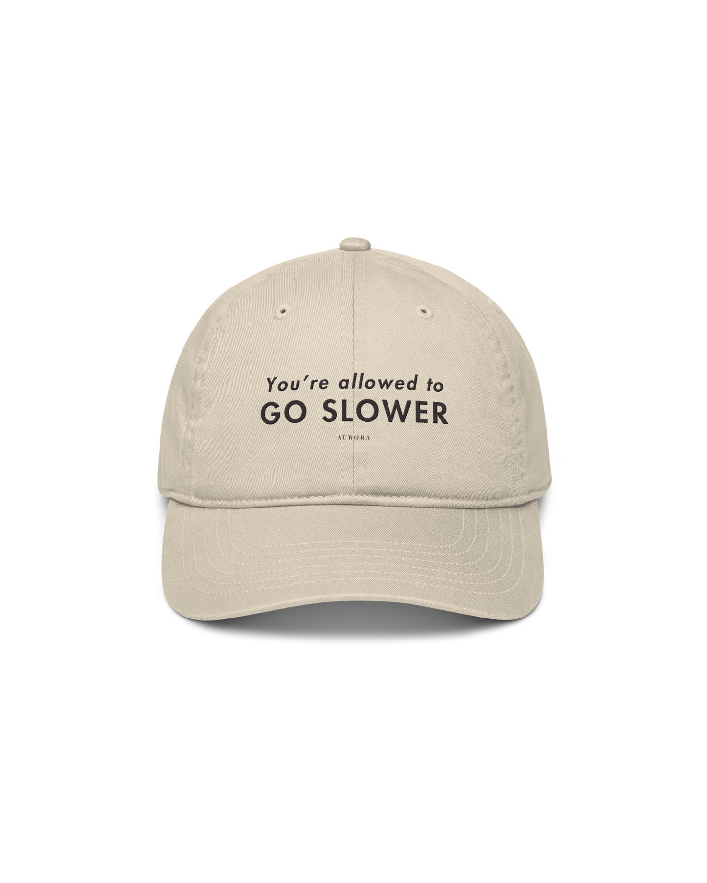 Go Slower Organic Cap in oyster with Go Slower embroidery