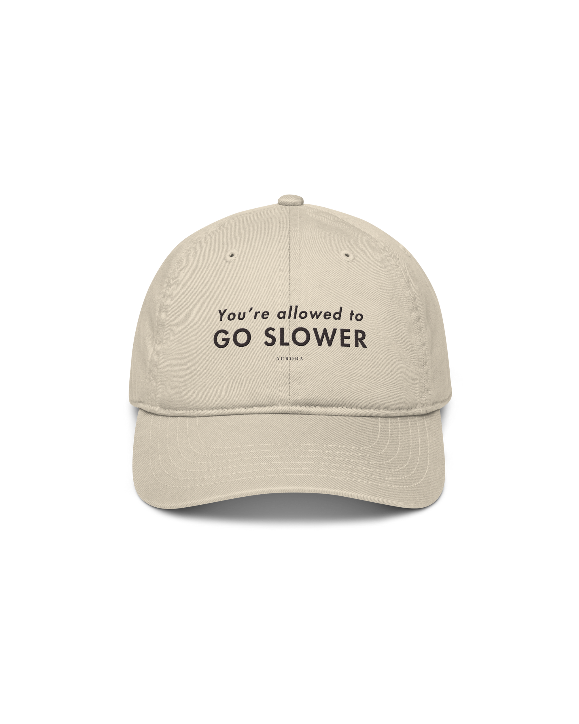 Go Slower Organic Cap in oyster with Go Slower embroidery