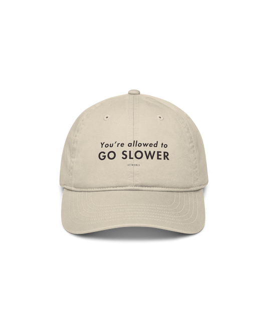 Go Slower Organic Cap in oyster with Go Slower embroidery