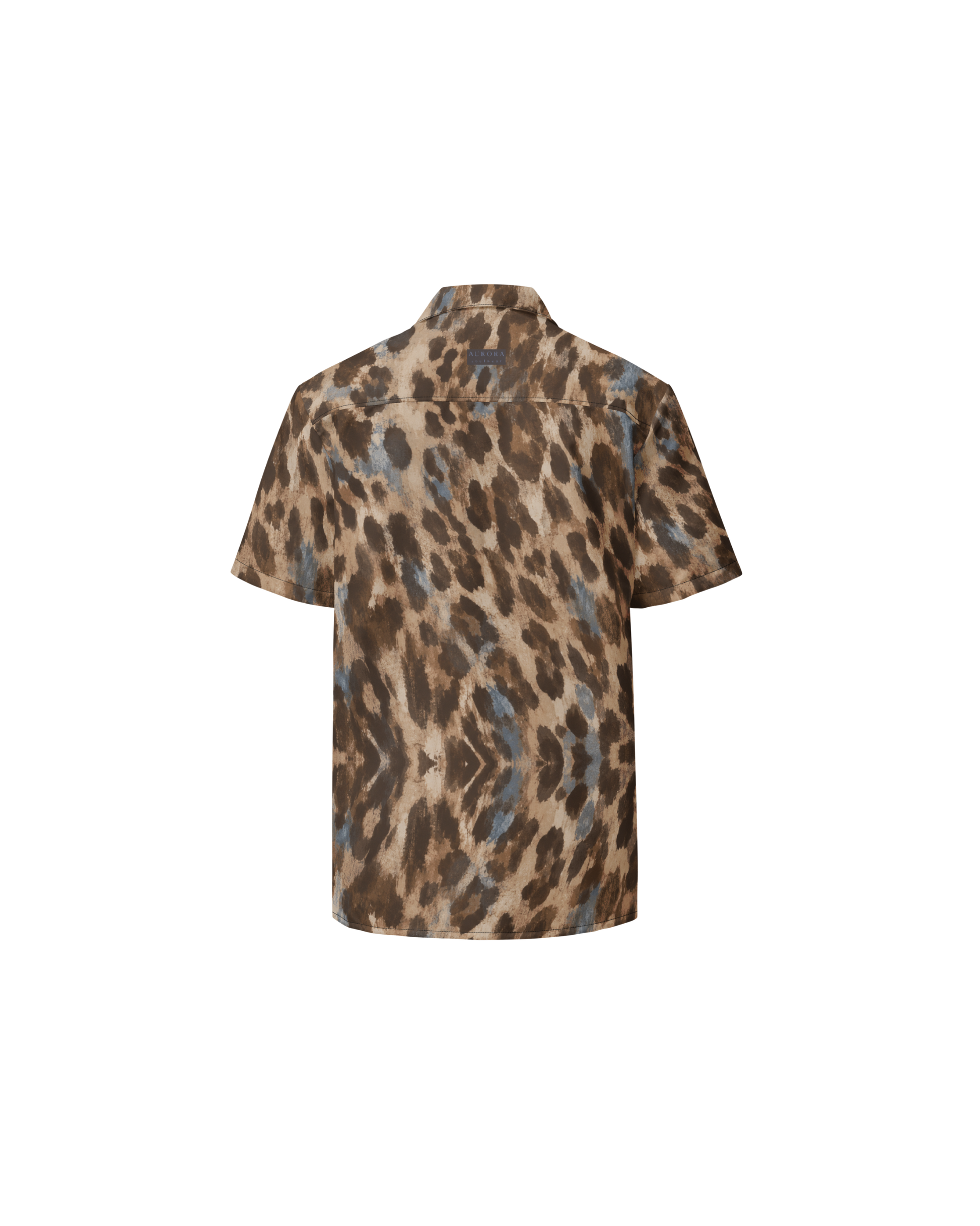Leopard-print oversized shirt, lightweight, from Aurora Soulwear's Heatwave collection.