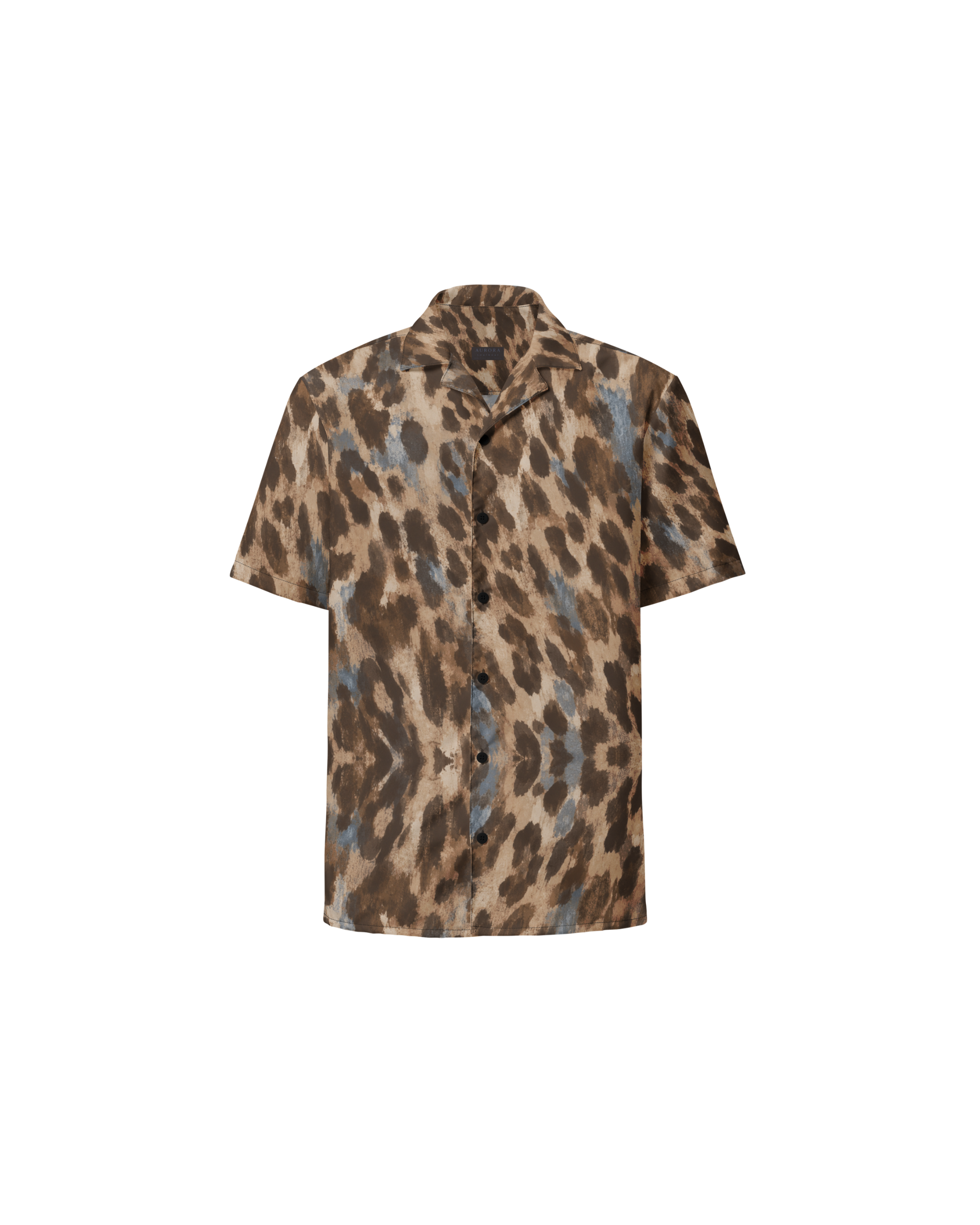 Leopard-print oversized shirt, lightweight, from Aurora Soulwear's Heatwave collection.
