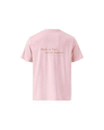 Heart Organic Cotton T-shirt in cotton pink with Duna back print