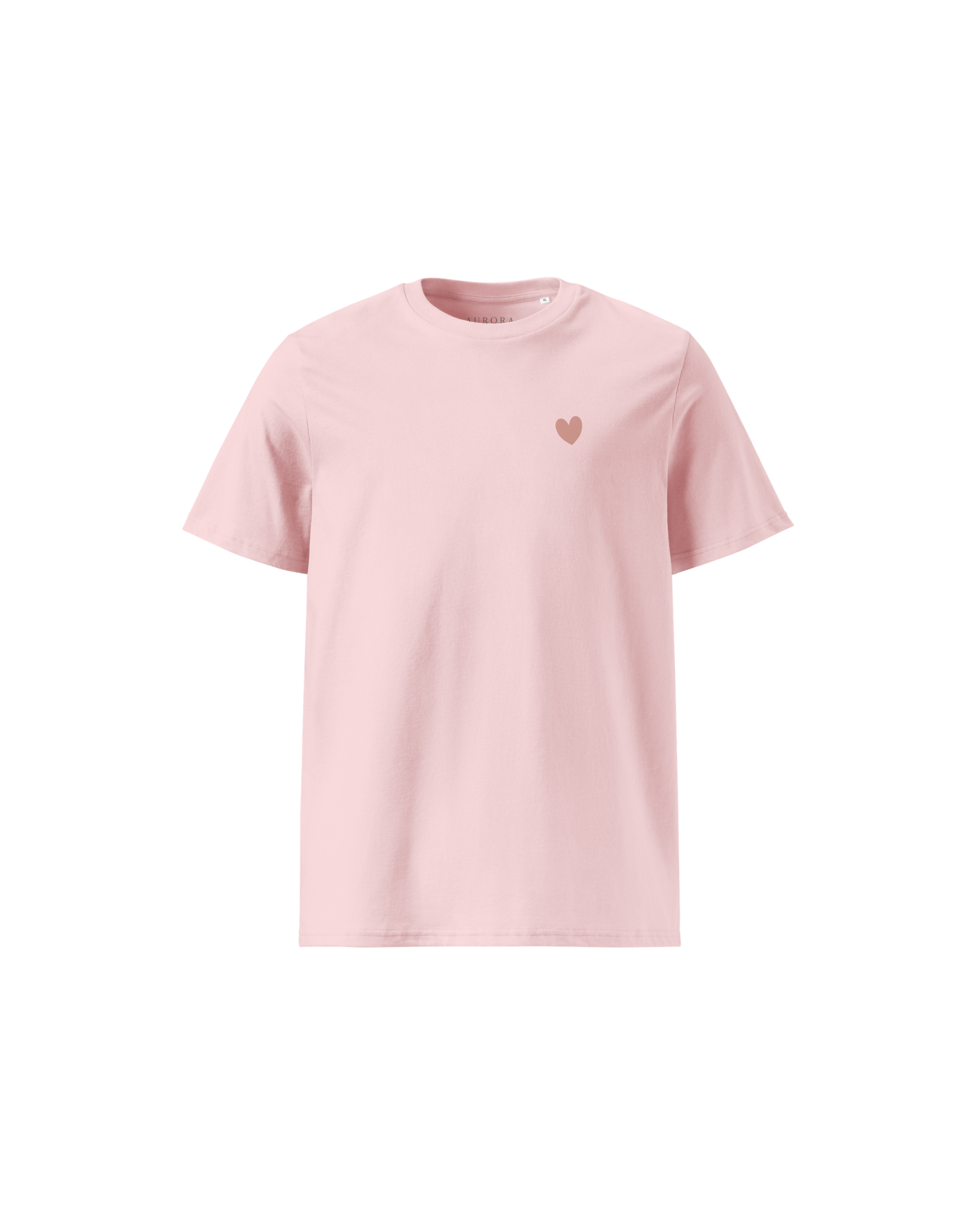 Heart Organic Cotton T-shirt in cotton pink with Duna back print