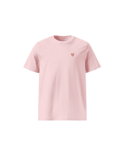 Heart Organic Cotton T-shirt in cotton pink with Duna back print