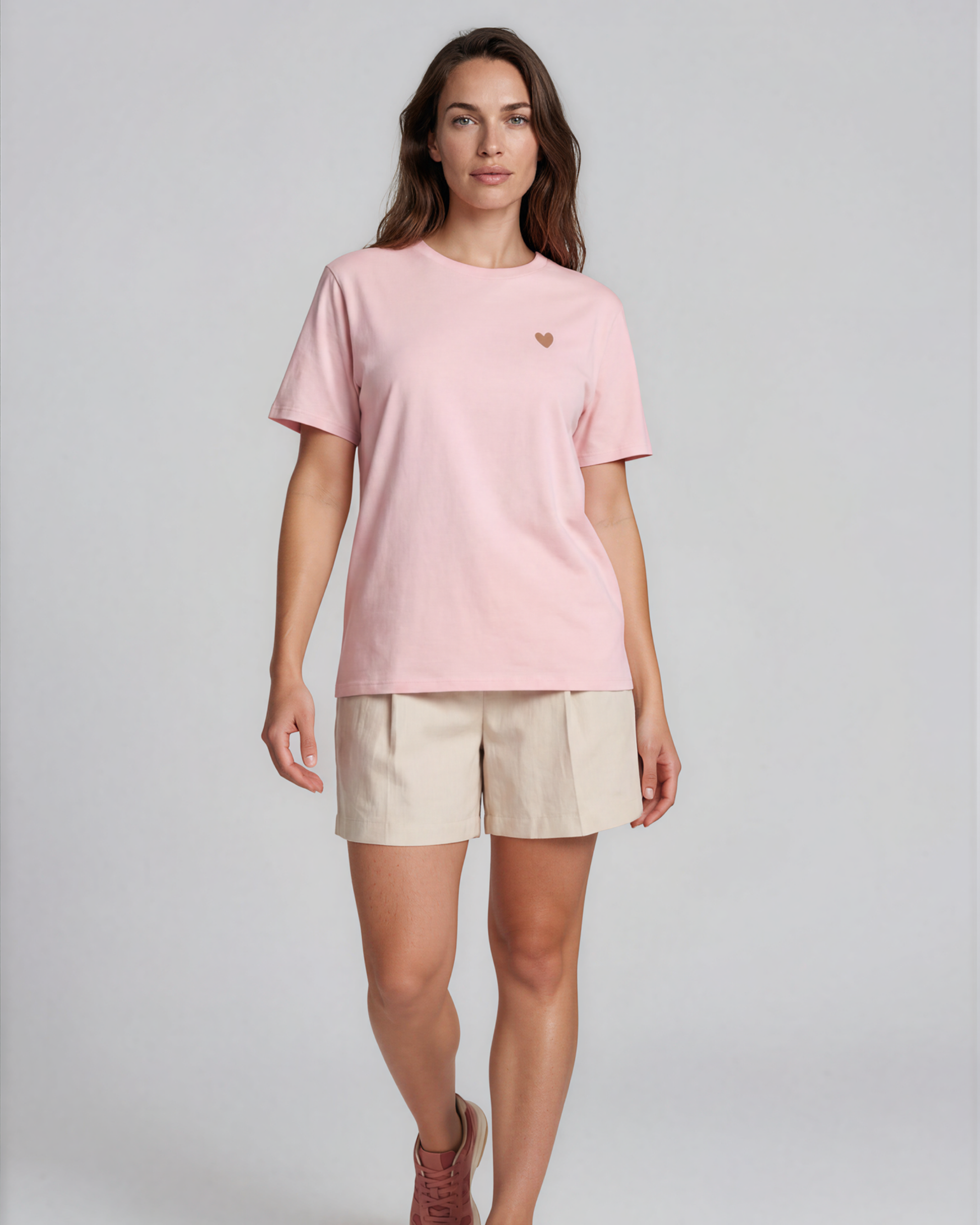 Heart Organic Cotton T-shirt in cotton pink with Duna back print