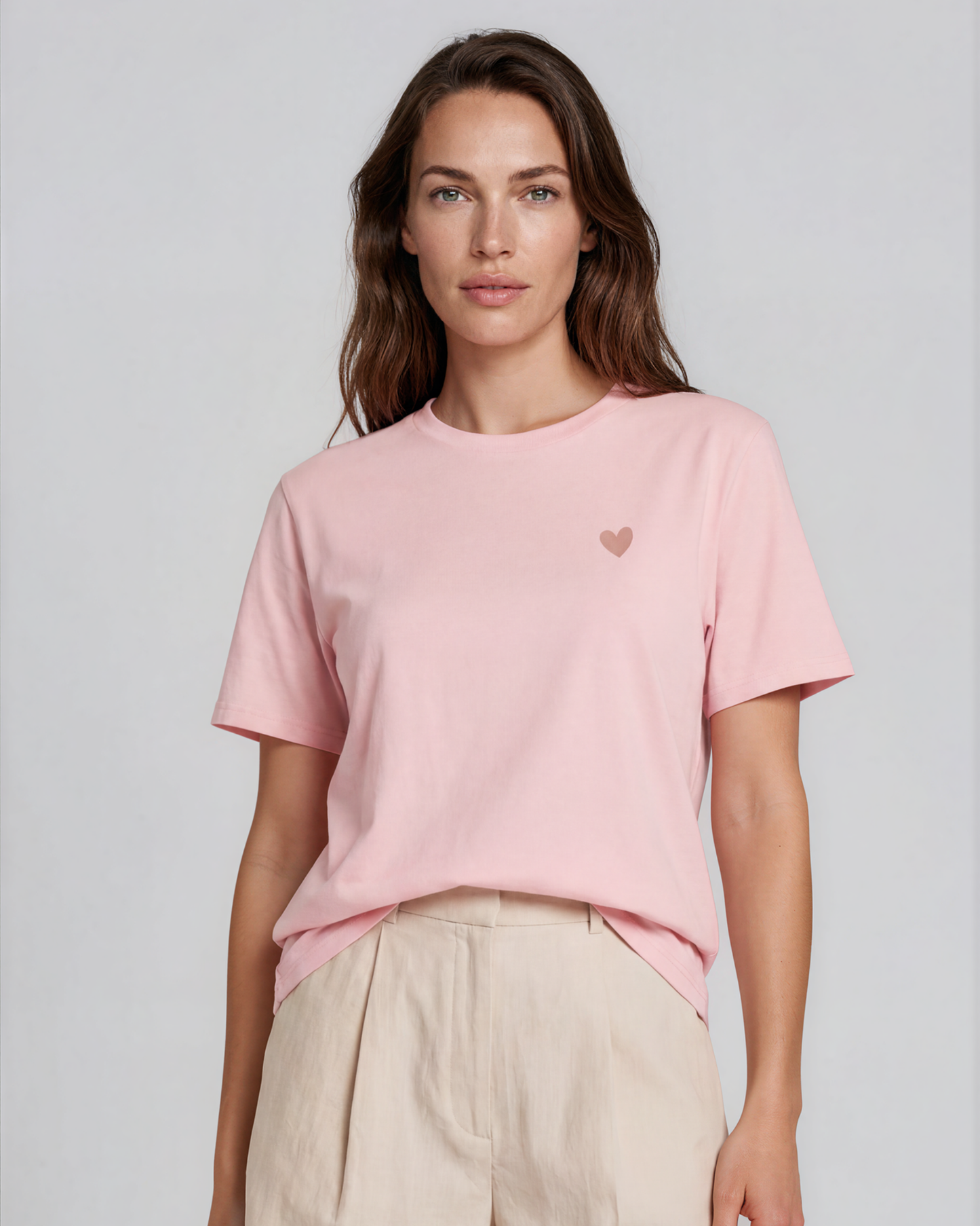 Heart Organic Cotton T-shirt in cotton pink with Duna back print