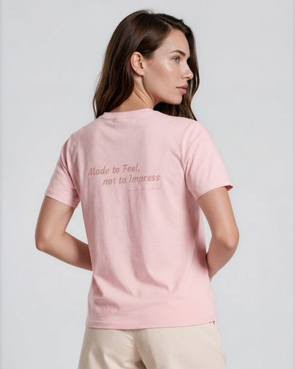 Heart Organic Cotton T-shirt in cotton pink with Duna back print