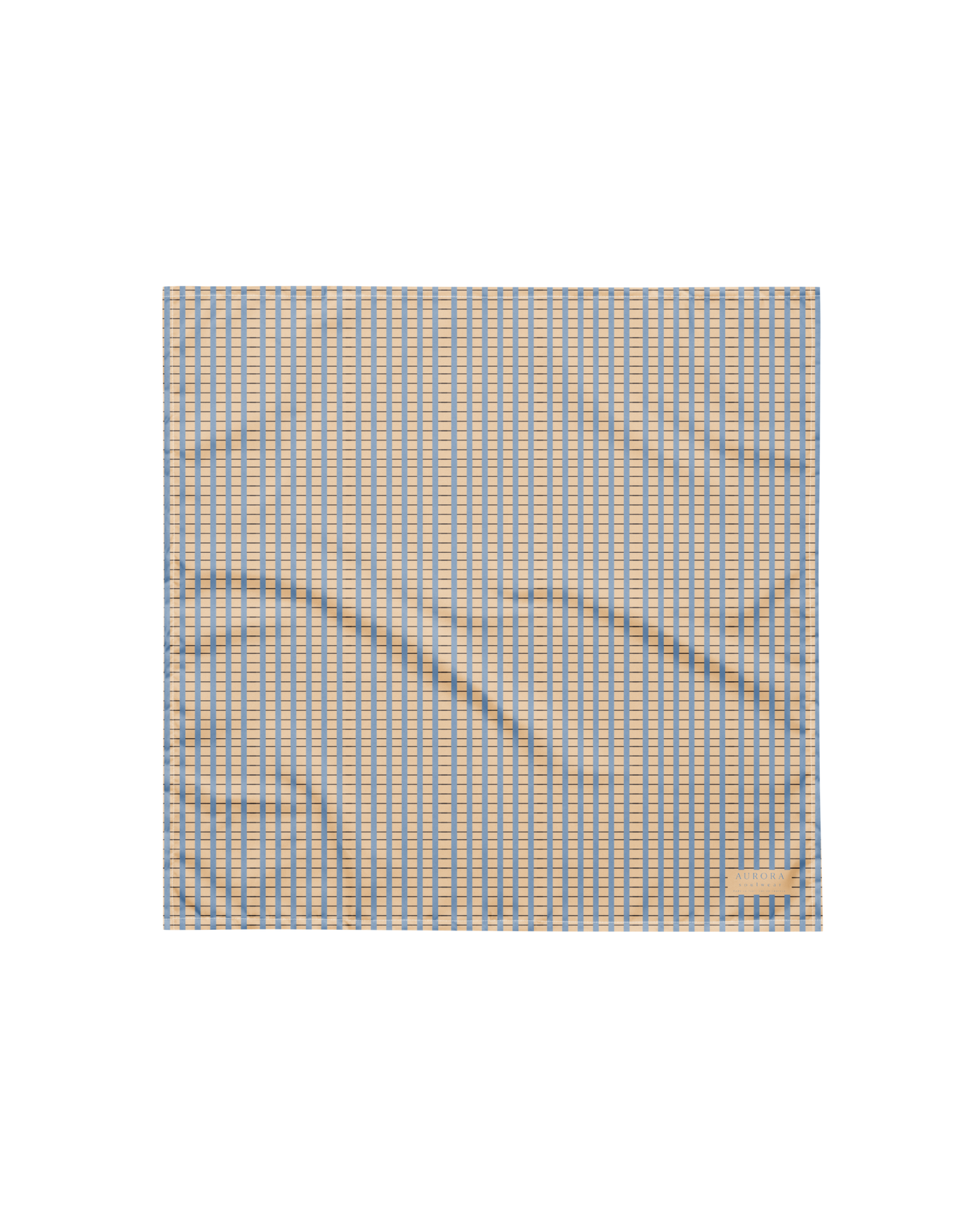 Warm sand and soft-blue check recycled bandana by Aurora Soulwear