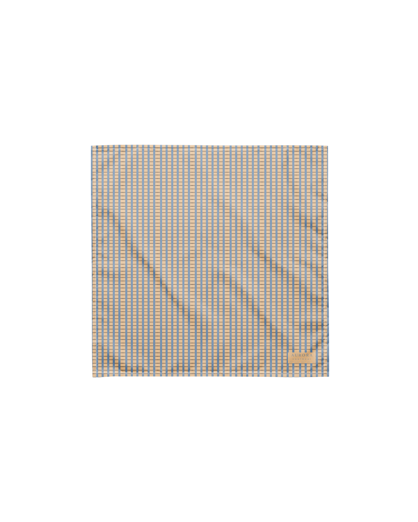 Warm sand and soft-blue check recycled bandana by Aurora Soulwear