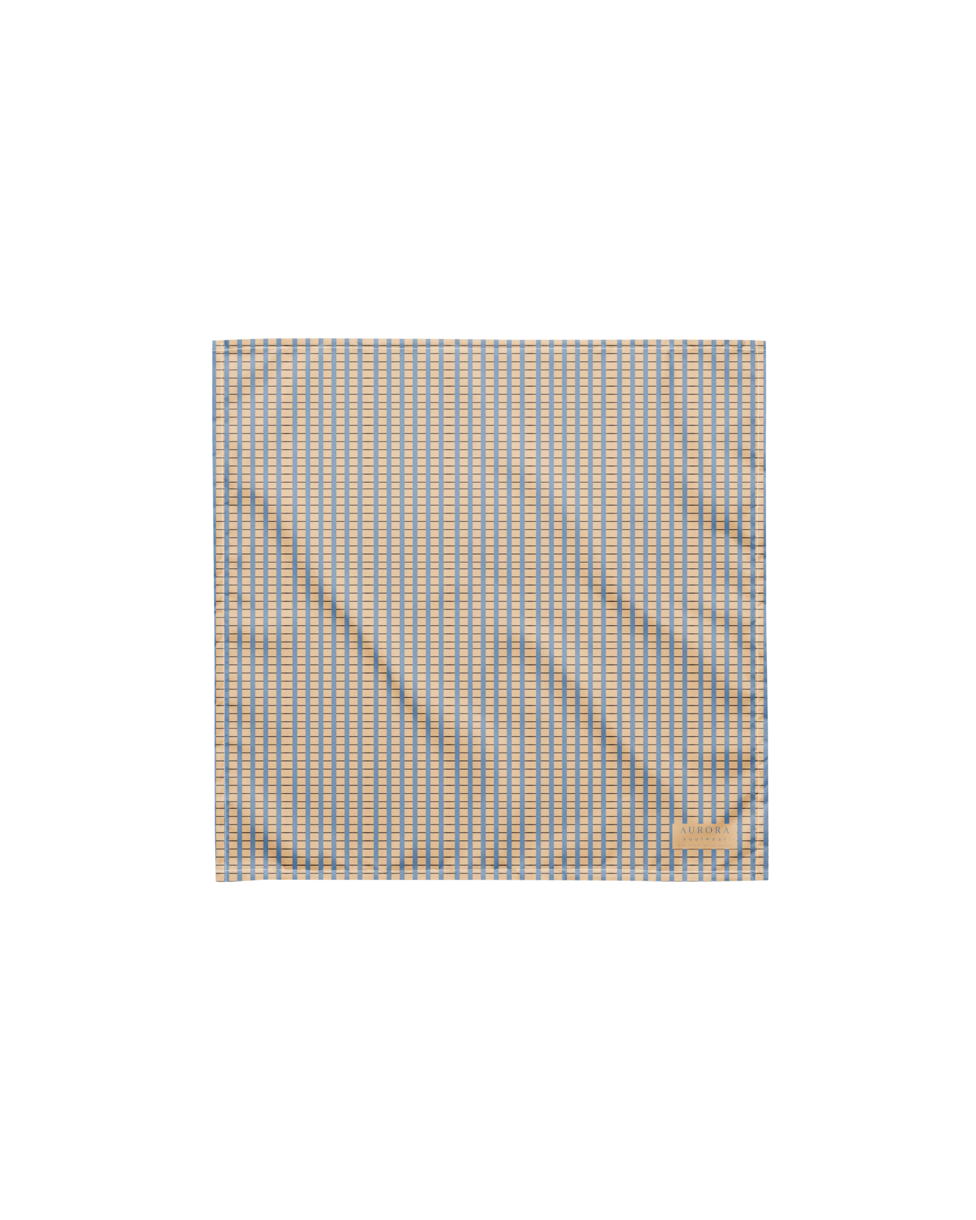Warm sand and soft-blue check recycled bandana by Aurora Soulwear