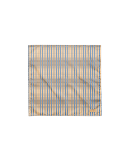 Warm sand and soft-blue check recycled bandana by Aurora Soulwear