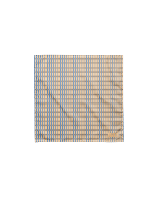 Warm sand and soft-blue check recycled bandana by Aurora Soulwear