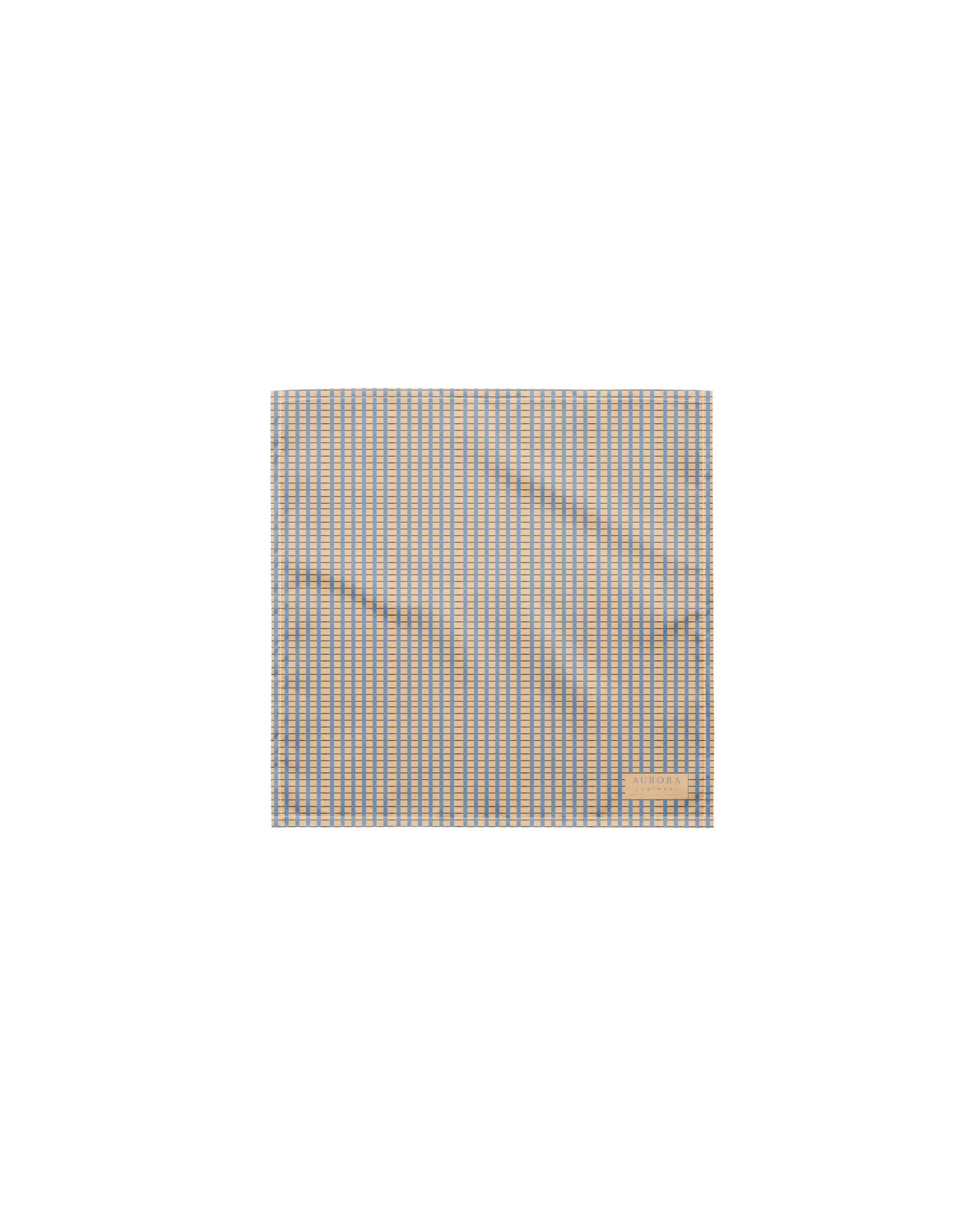 Warm sand and soft-blue check recycled bandana by Aurora Soulwear