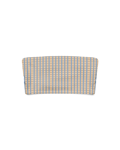 Warm sand and soft-blue check recycled bandeau bikini top by Aurora Soulwear