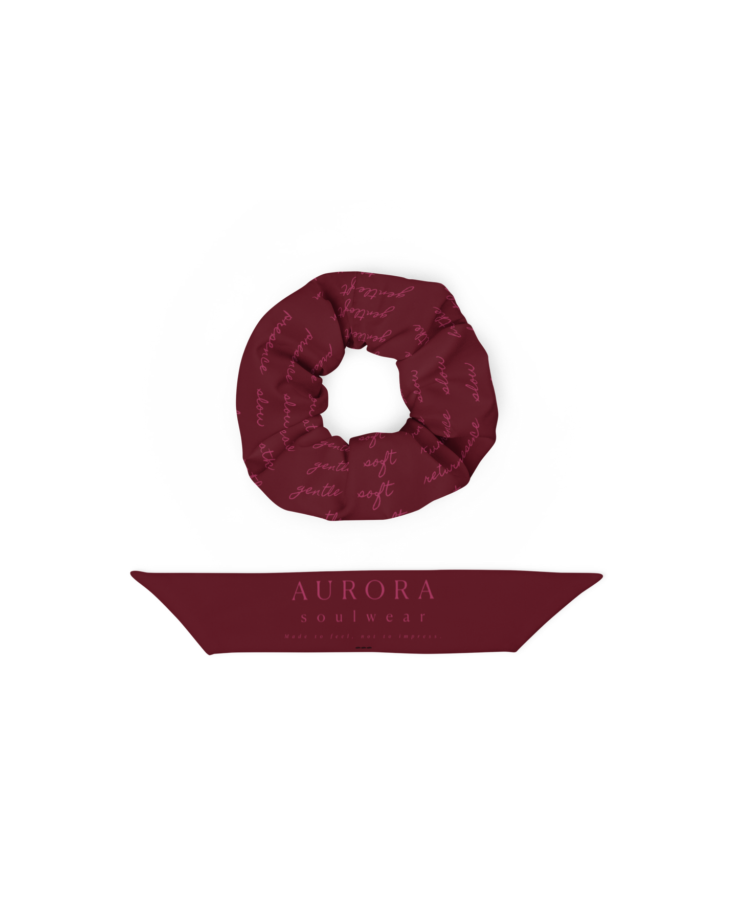 Message Recycled Scrunchie in burgundy