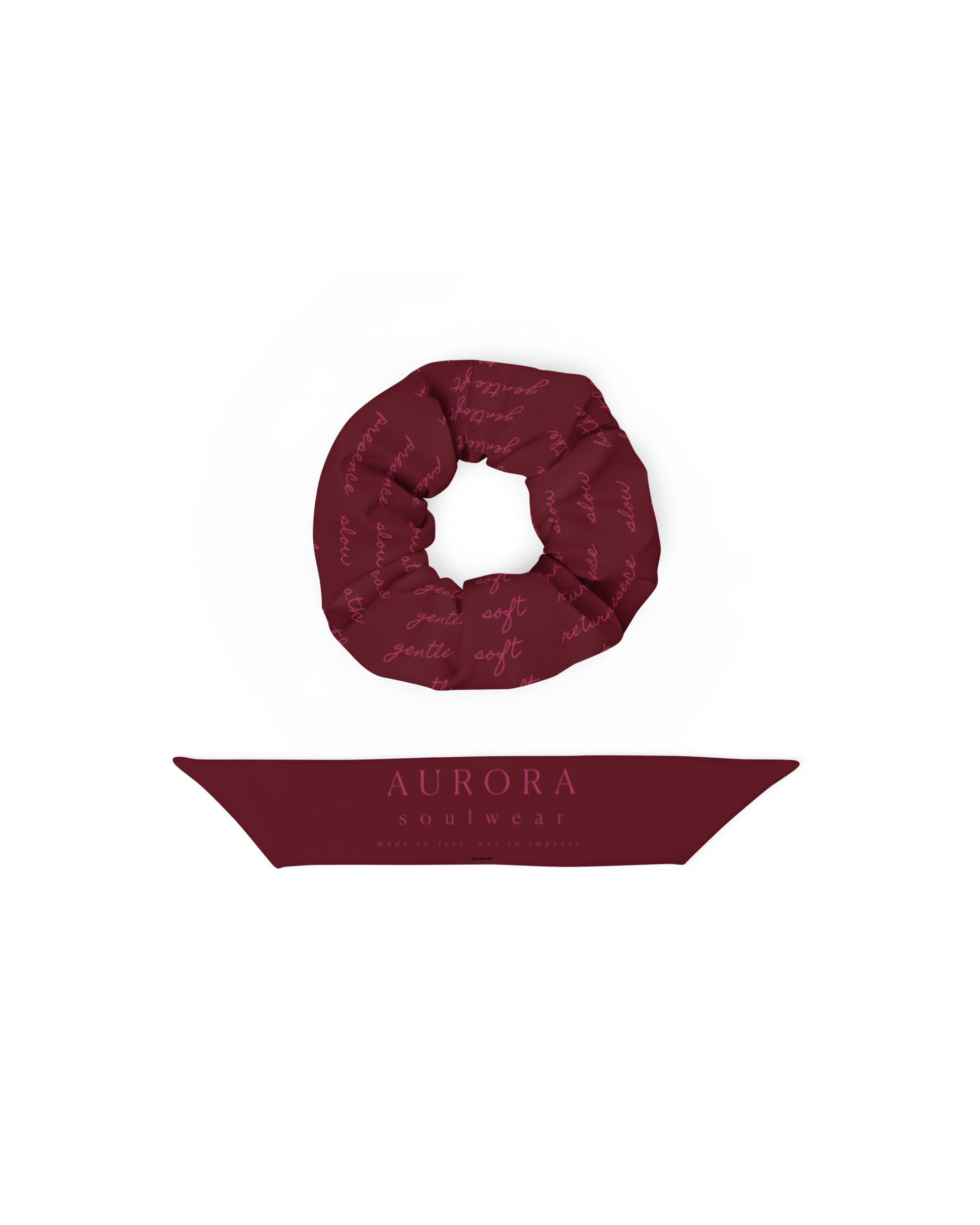 Message Recycled Scrunchie in burgundy