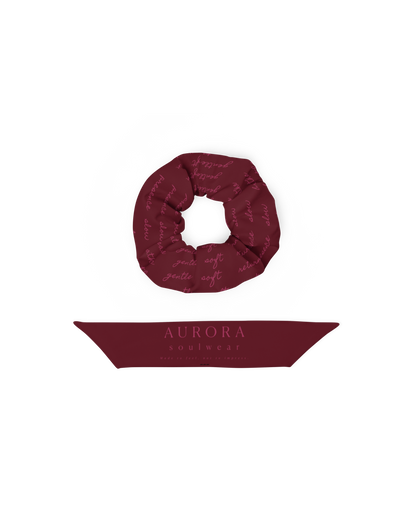 Message Recycled Scrunchie in burgundy