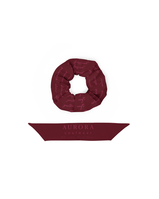 Message Recycled Scrunchie in burgundy