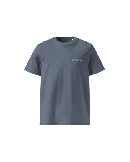 Return To You Organic Cotton T-shirt in heather blue with Wear What Returns To You back print