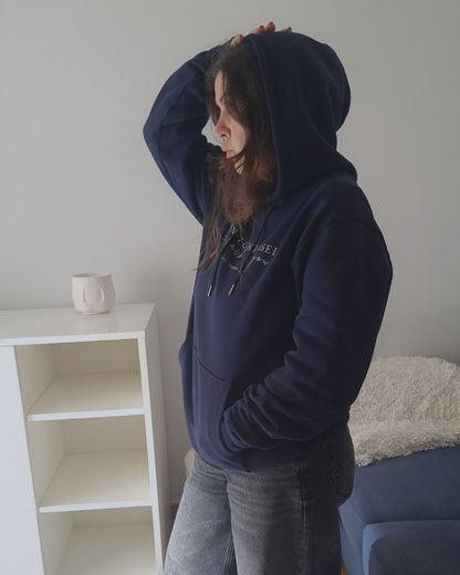 Return To Yourself Organic Hoodie in navy with Return To Yourself Come Back To You front print