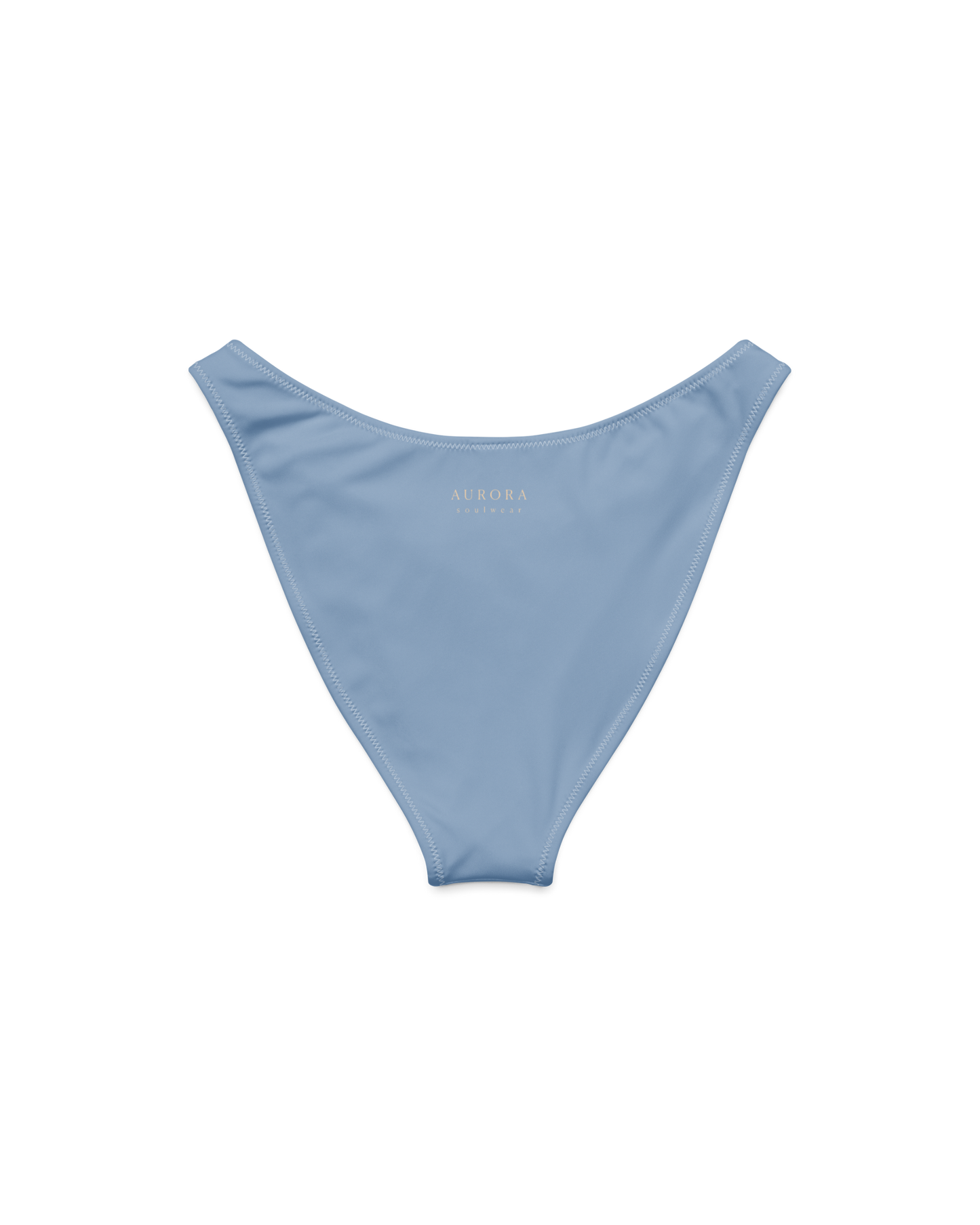 Soft lake-blue recycled high-cut bikini bottom by Aurora Soulwear